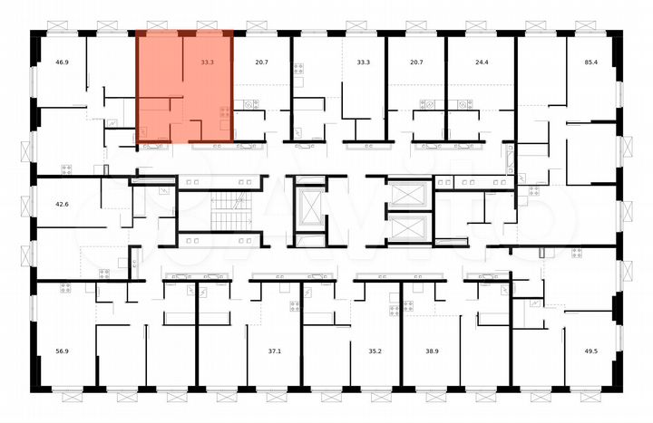 1-к. квартира, 33,3 м², 21/22 эт.