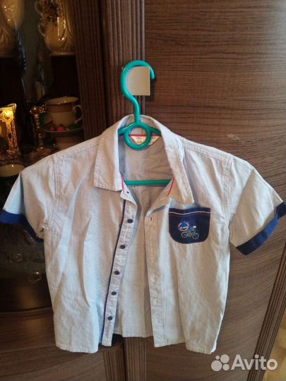 Рубашка детская для мальчика рост 128см, пакетом