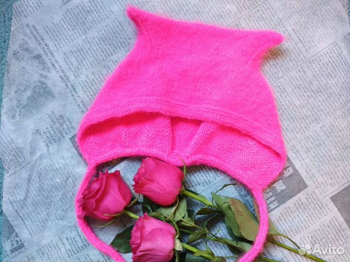 Вяжу на заказ, котошапки в наличии Розовая и белая