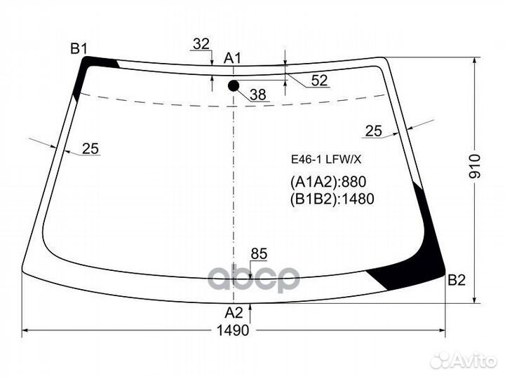 Стекло лобовое BMW 3-series E46 CPE/CBR 98-05 E
