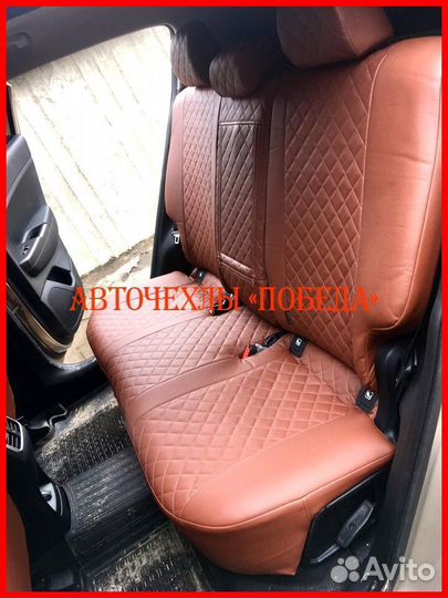 Чехлы Kia Sportage 4 из экокожи коричневые Ромб