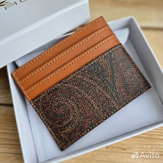 Кардхолдер женский Etro канва натуральная кожа