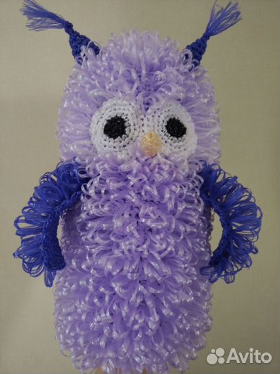 Мочалка-игрушка ручной работы Сова