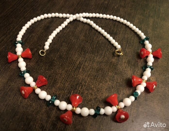 Бусы Чехия стекло цветы винтаж