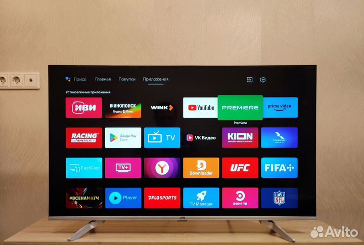 Безрамочный Android TV Wi-Fi голос 109см