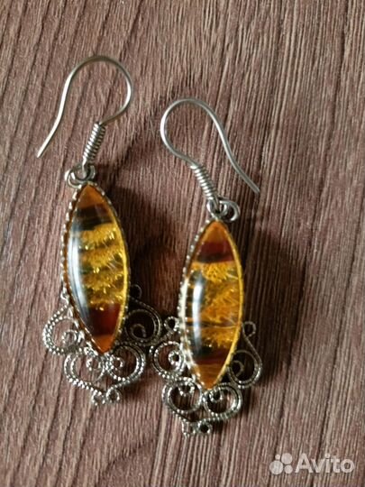 Серьги с янтарем СССР