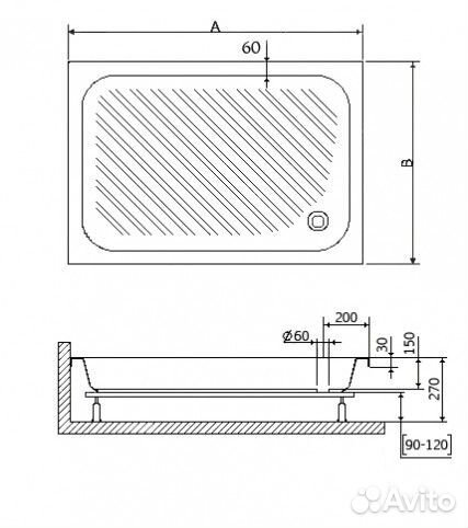 Душевой поддон RGW B/CL-S 120x80