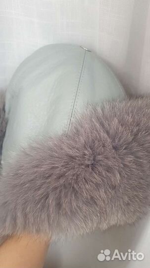 Шапка ушанка песец натуральная кожаная