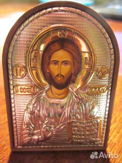 Икона Спаситель в серебре