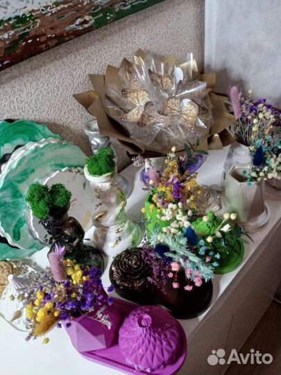 Декоративные наборы с букетом из сухоцветов