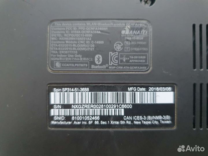 Ноутбук-трансформер Acer Spin 3 SP314-51-36B8 14