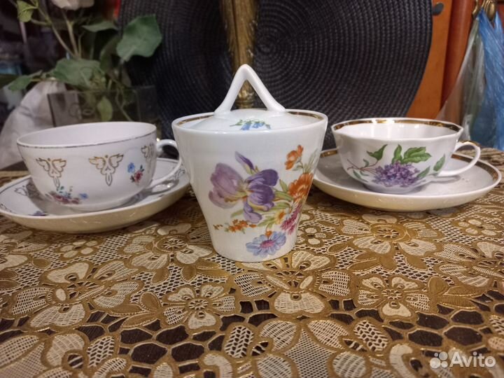 Посуда Дулево-Чайные пары и сметанница