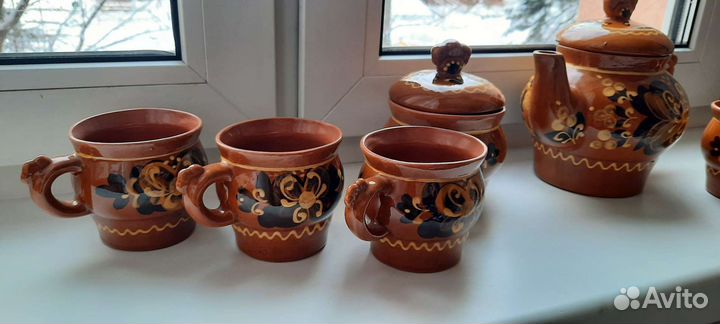 Сервиз керамический (глиняный) чайный. Новый