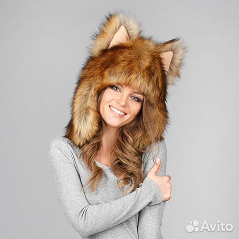 Шапка с ушками Волкошапка Зверошапка-ушанка Лиса