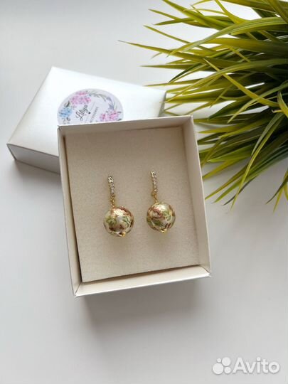 Серьги с японскими бусинами Тенша