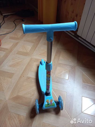 Самокат детский трехколесный scooter голубой