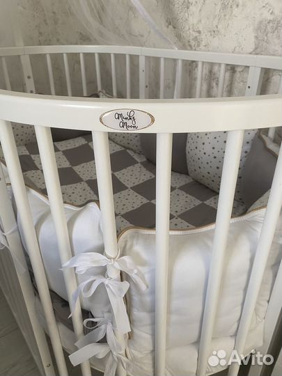 Детская кроватка трансформер круглая