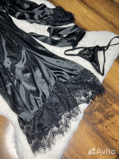 Женский шелковый халат с трусиками