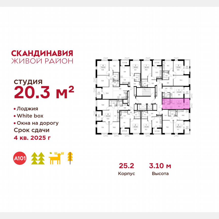 Квартира-студия, 20,3 м², 14/17 эт.