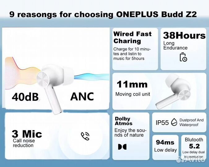 Беспроводные TWS-наушники OnePlus Buds Z2