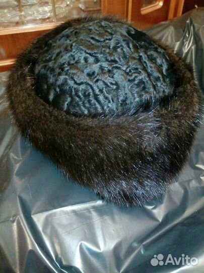 Шапка норка, каракуль 55 размер
