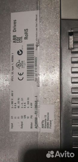 Частотный преобразователь ABB ACh550 4 кВт