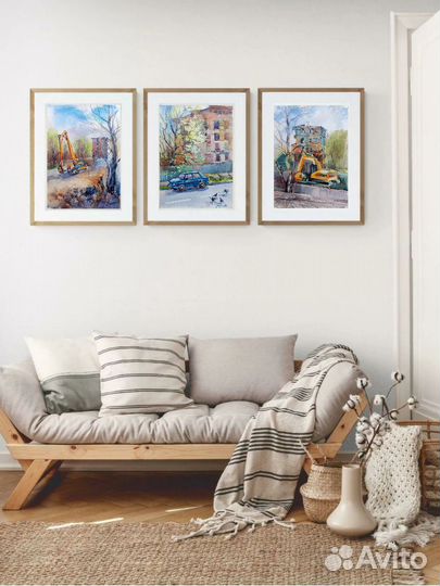 Акварельные картины городской пейзаж