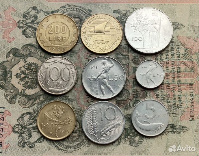 Монеты Италии 9 шт