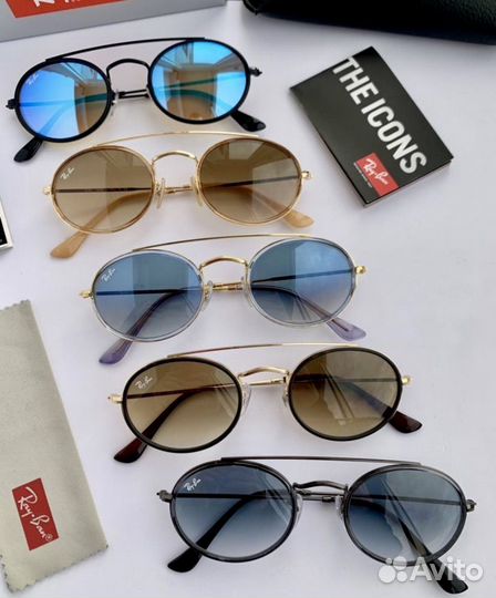 Очки ray ban oval Double Bridge зеркальные