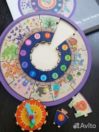Детские развивающие часы пазлы 2 в 1