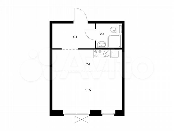 Квартира-студия, 28,8 м², 14/15 эт.