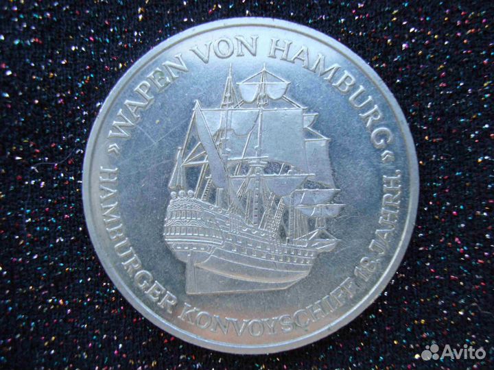 Жетон Гельголанд фрегат море парусник Германия