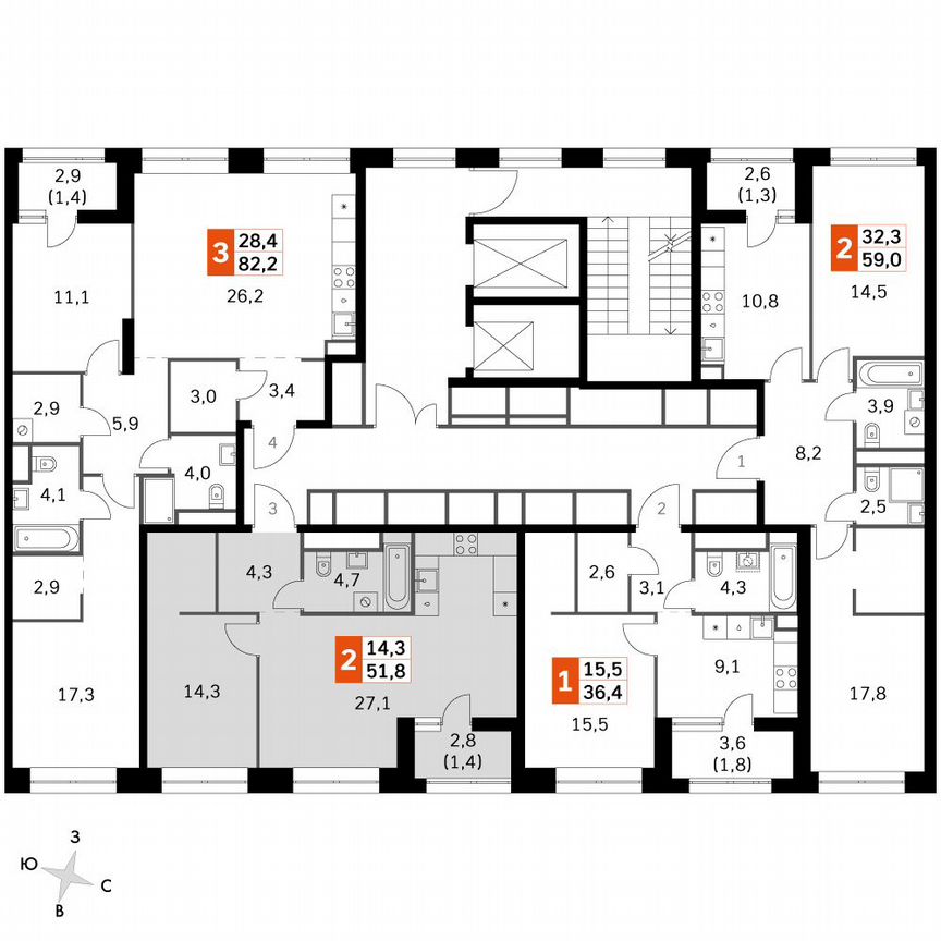 1-к. квартира, 51,9 м², 14/14 эт.