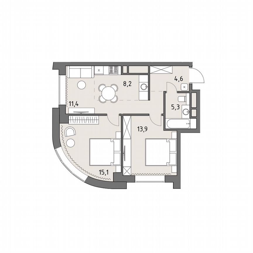 3-к. квартира, 58,4 м², 18/35 эт.