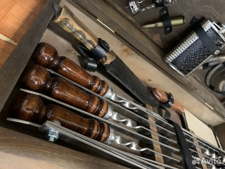 Набор Шампуров в большом кейсе Цельное дерево