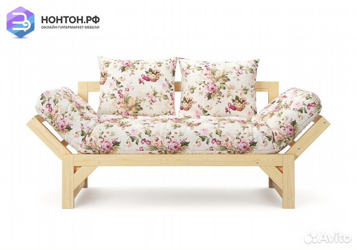 Диван кушетка Амбер бежевый с цветами