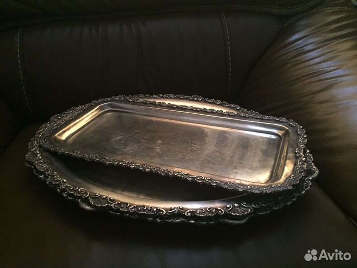 Старинный поднос латунь