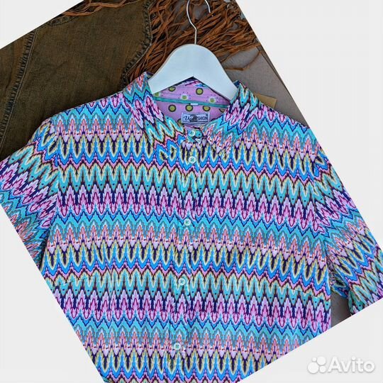 Рубашка яркая хлопок винтаж 44-46