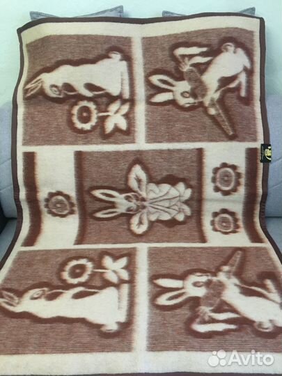 Одеяло шерстяное, детское, винтаж СССР