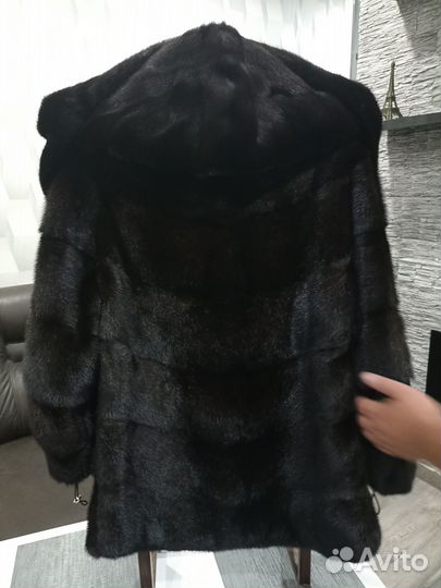 Шуба норковая с капюшоном