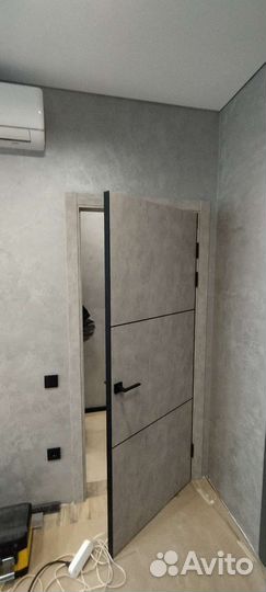 Двери межкомнатные(серый бетон)и дикоративка