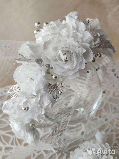 Ободок Белые цветы