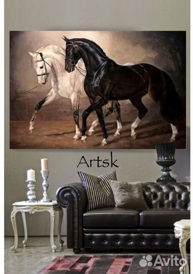Картина лошадь в темных тонах