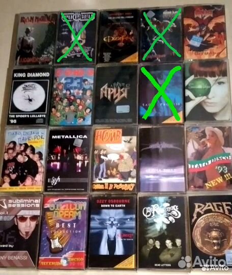 Аудиокассеты с записью. Рок, металл, поп