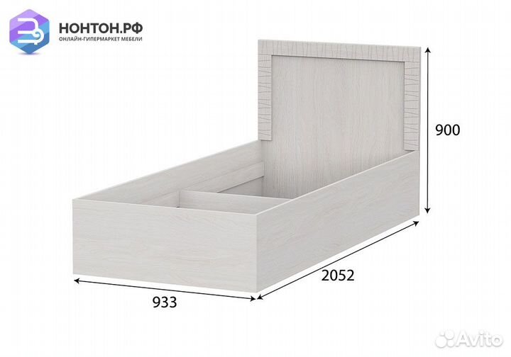 Кровать Вирджиния 0.9 м ясень анкор светлый / санд