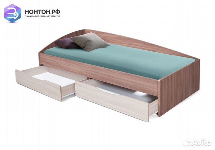 Кровать Фея-3 асимметричная ясень шимо темный / яс