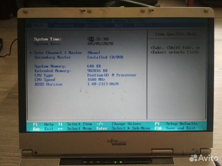 Ноутбук fujitsu siemens amilo pro v2035