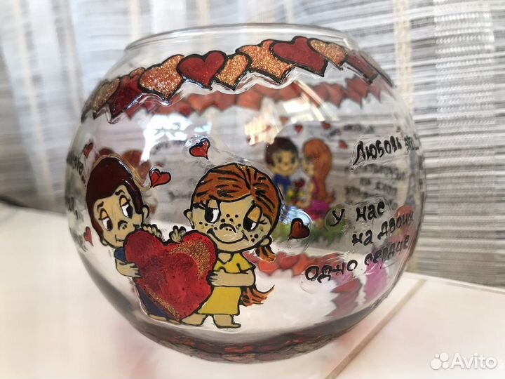 Конфетница/подсвечник ручная витражная роспись