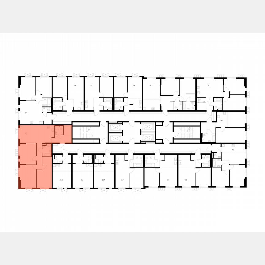 3-к. квартира, 84,1 м², 22/24 эт.