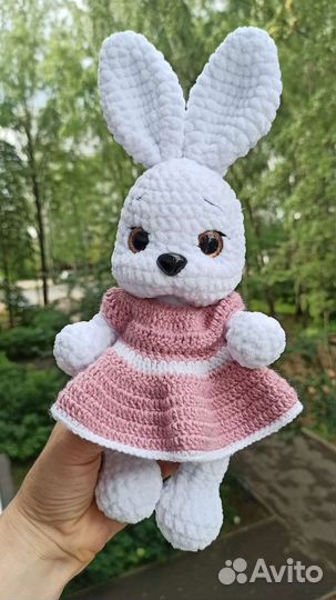 Мягкая игрушка Зайка в платье, амигуруми